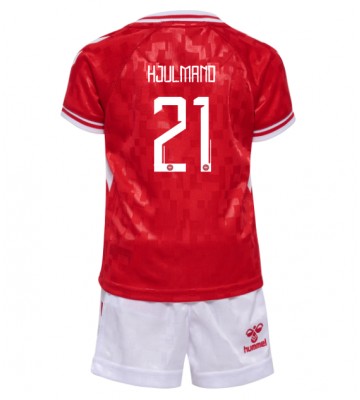 Danmark Morten Hjulmand #21 Hjemmebanesæt Børn EM 2024 Kort ærmer (+ korte bukser)